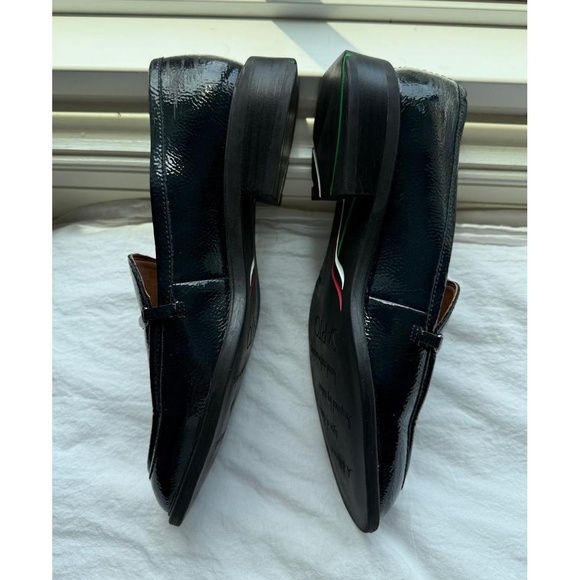 Franco Sarto Shoes Womens 8.5 Navy Blue Patent Loafers‎ Shiny Horsebit Detail - Picture 8 of 9